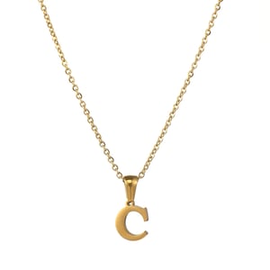 1 Piece Simple Series Simple Letter C Stainless Steel  Gold Color Women's Pendant Necklaces h5 